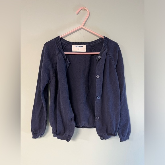 Old Navy Button Down Long Sleeve Navy Cardigan, Toddler Girl 5T, kid cardigan - Picture 2 of 9